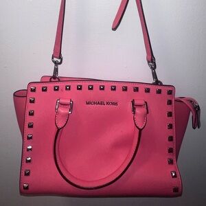 Michael Kors medium coral leather studded purse